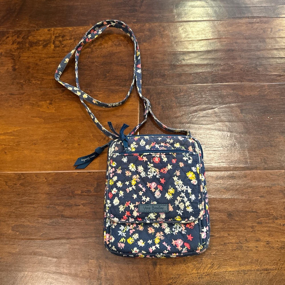 Vera Bradley Blue Crossbody Bag with Floral Design